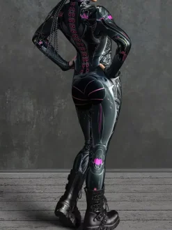 Combinaison Zentai anatomique 3D sexy pour femme style cyberpunk inspirée du carnaval de Venise.