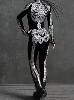 Combinaison Zentai anatomique 3D sexy pour femme style cyberpunk inspirée du carnaval de Venise.