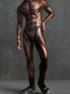 Combinaison zentai à motifs body simulant la peau couleur chair combinaison musculaire imprimée en 3D pour tout le corps