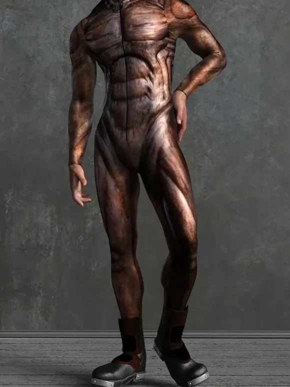 Combinaison zentai à motifs body simulant la peau couleur chair combinaison musculaire imprimée en 3D pour tout le corps