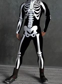 Combinaison zentai à motifs combinaison squelette d'Halloween combinaison moulante anatomique imprimée en 3D