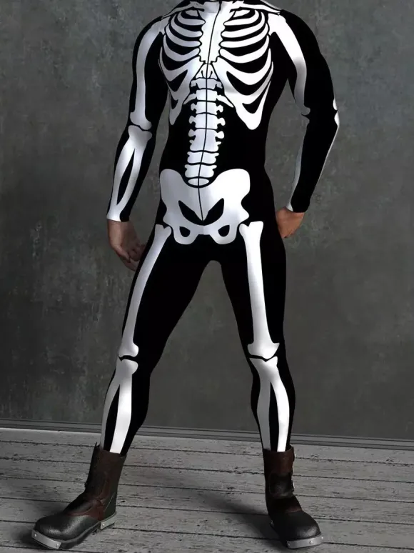 Combinaison zentai à motifs combinaison squelette d'Halloween combinaison moulante anatomique imprimée en 3D