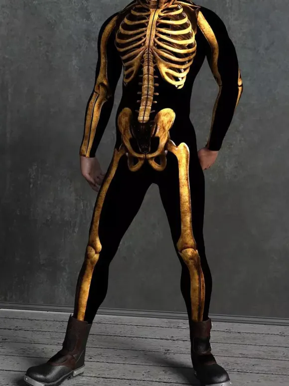 Combinaison zentai à motifs combinaison squelette d'Halloween combinaison moulante anatomique imprimée en 3D