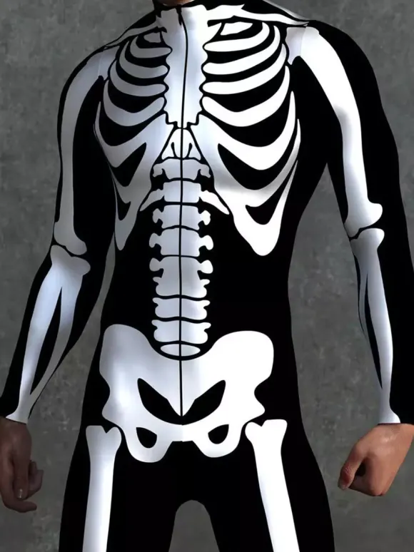 Combinaison zentai à motifs combinaison squelette d'Halloween combinaison moulante anatomique imprimée en 3D