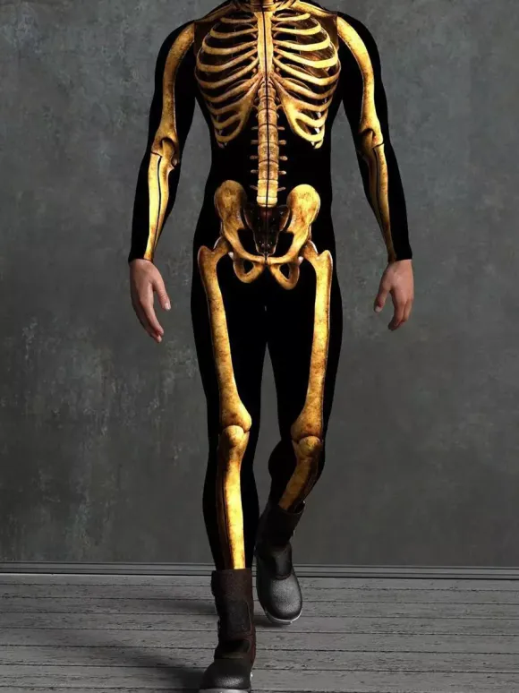Combinaison zentai à motifs combinaison squelette d'Halloween combinaison moulante anatomique imprimée en 3D