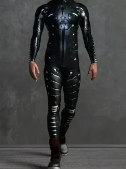 Combinaison zentai à motifs combinaison mécanique noire combinaison moulante imprimée en 3D exosquelette cyberpunk