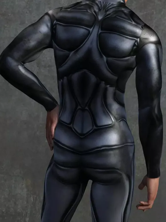 Combinaison zentai à motifs combinaison mécanique noire combinaison moulante imprimée en 3D exosquelette cyberpunk