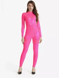 Combinaison Zentai sexy et brillante style catsuit pour scène danse carnaval Halloween vert foncé