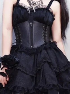 Corset Accessoires Gothique Lolita Noir Lacets Polyester