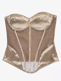 Corset en résille transparente pour femme - Bustier sexy avec fermeture éclair apparente au dos - Tenues de soirée glamour vintage et esthétiques pour les clubs (collection 2026)