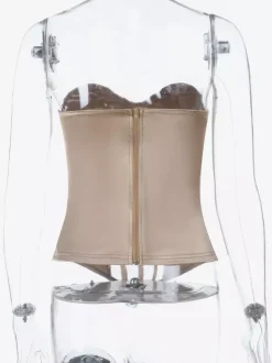 Corset en résille transparente pour femme - Bustier sexy avec fermeture éclair apparente au dos - Tenues de soirée glamour vintage et esthétiques pour les clubs (collection 2026)