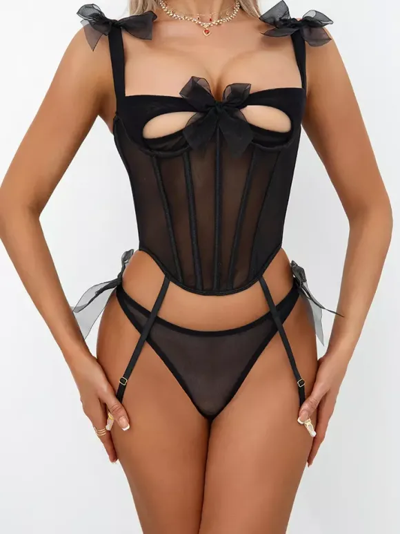 Corset rouge sexy en polyester à lacets ensemble de lingerie 2 pièces avec pantalon