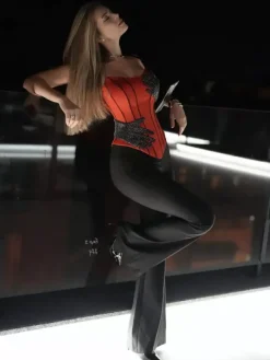 Corset sexy à strass pour femme - Bustier gainant sans bretelles - Tenue de soirée été 2026