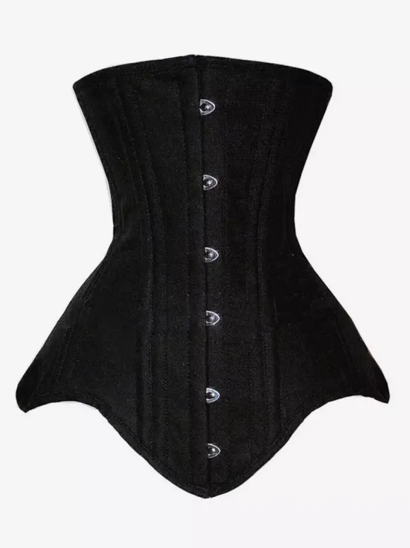 Corset sous-poitrine mat uni fermeture à agrafes sur le devant et laçage au dos gaine amincissante