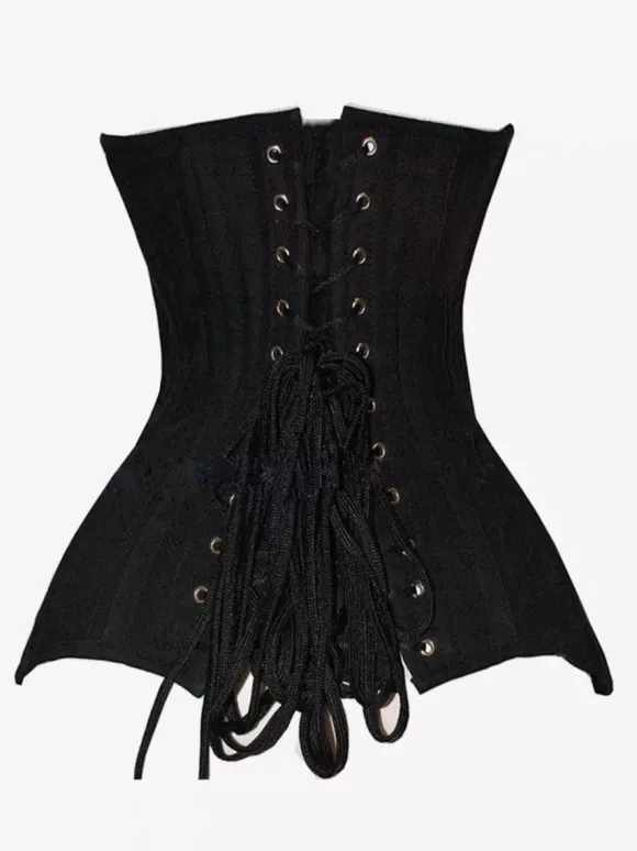 Corset sous-poitrine mat uni fermeture à agrafes sur le devant et laçage au dos gaine amincissante