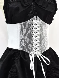 Corset Accessoires Gothique Lolita Blanc Polyester Dentelle Divers