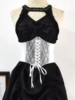 Corset Accessoires Gothique Lolita Blanc Polyester Dentelle Divers