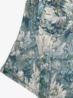 Corset bleu rétro sans manches imprimé coupe ajustée