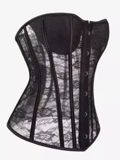 Corset bustier en dentelle transparente sans bretelles 2 couleurs