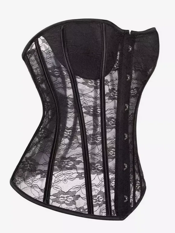 Corset bustier en dentelle transparente sans bretelles 2 couleurs