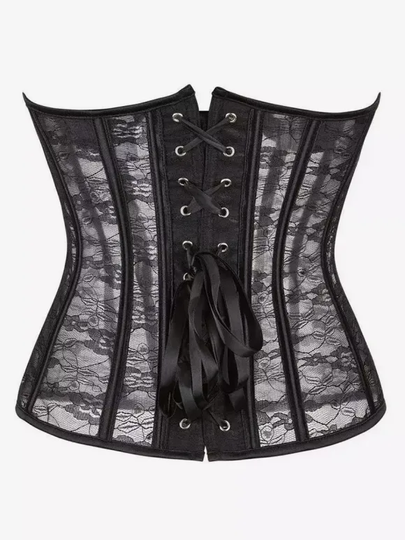 Corset bustier en dentelle transparente sans bretelles 2 couleurs