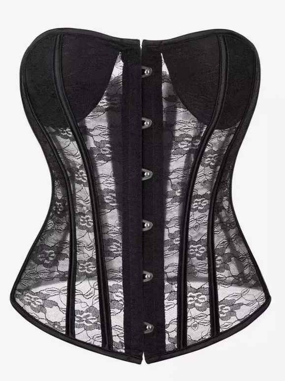 Corset bustier en dentelle transparente sans bretelles 2 couleurs