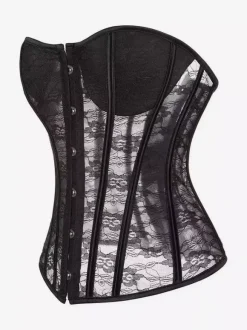 Corset bustier en dentelle transparente sans bretelles 2 couleurs