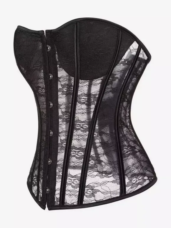 Corset bustier en dentelle transparente sans bretelles 2 couleurs