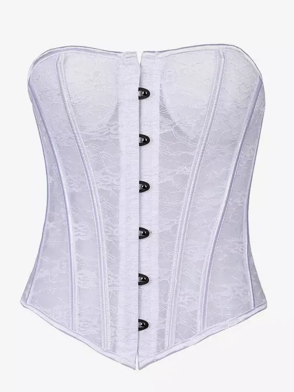 Corset bustier en dentelle transparente sans bretelles 2 couleurs