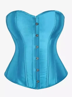 Corset bustier en satin sans bretelles fermeture boutonnée sur le devant et lacée au dos. Gainant