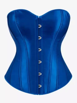 Corset bustier en satin sans bretelles fermeture boutonnée sur le devant et lacée au dos. Gainant