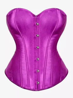 Corset bustier en satin sans bretelles fermeture boutonnée sur le devant et lacée au dos. Gainant