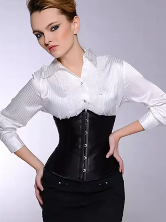 Corset gainant long vintage uni lacé au dos