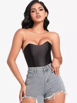 Corset noir sans bretelles sous la poitrine en polyester avec bandage dans le dos Busiter