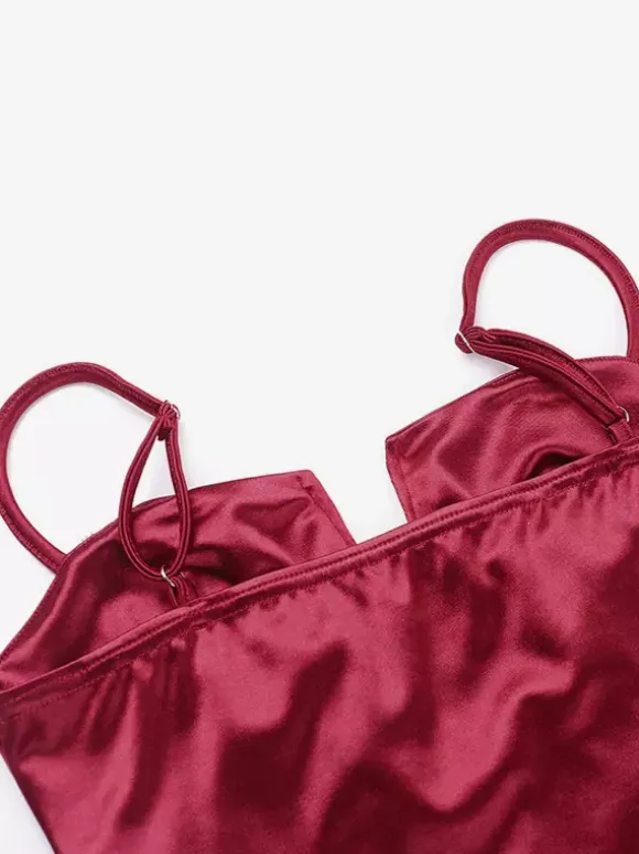 Corset pour femme - Bustier-camisole en satin à décolleté plongeant en V - Soirée d'été en boîte de nuit 2026
