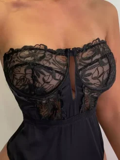 Corsets Lingerie Bodys Dentelle Dos Nu Noir Sexy Bodys Pour Femmes