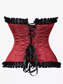 Corsets pour femmes Bordeaux Underbust Lacets Cascade Volants Quotidien Décontracté Chic Bustier