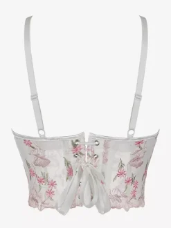 Corsets pour femmes débardeur chic d'intérieur blanc à lacets et bretelles spaghetti imprimé fleurs