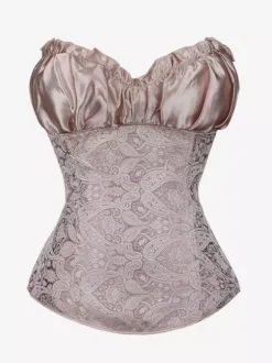 Corsets pour femmes en polyester noir à lacets et volants en cascade Lingerie décontractée quotidienne