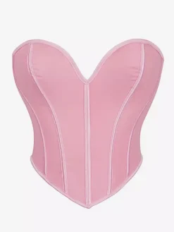 Corsets pour femmes en polyester rose à lacets en forme de c艙ur Lingerie d'intérieur