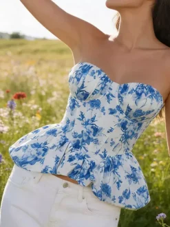 Corsets blancs sexy sans manches coupe ajustée à lacets