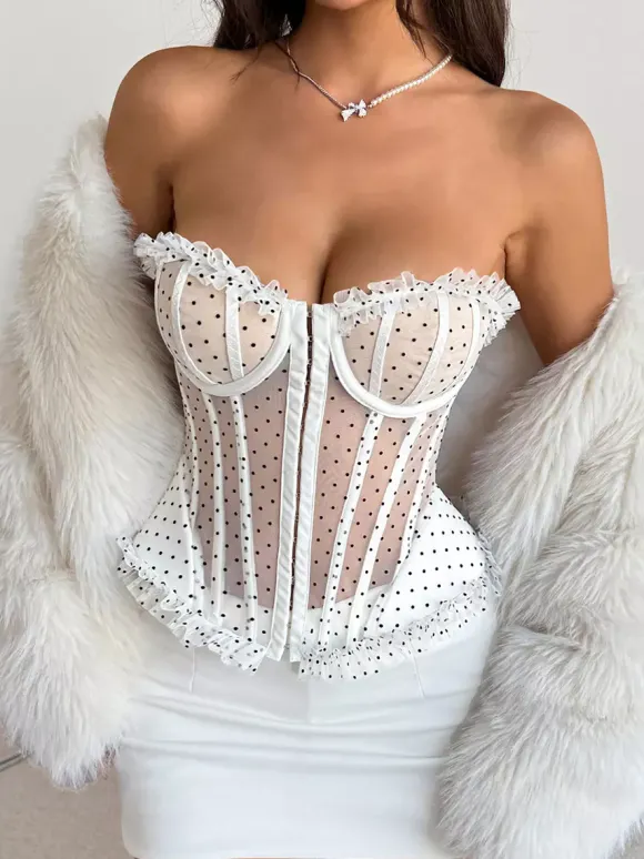 Corsets bordeaux chics sans manches et coupe ajustée en dentelle