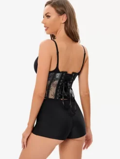 Corsets Bustier Noir Haut à Lacets Fête Lingerie Chic