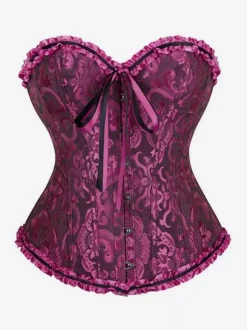 Corsets lingerie sculptante imprimé floral doré sans manches boutonnage sur le devant laçage