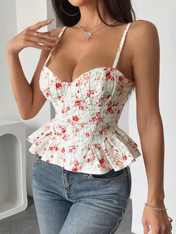 Corsets noirs corsets chics à bretelles décolleté ajusté hauts péplum à lacets