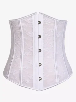 Corset sous-poitrine en dentelle florale transparente fermeture à agrafes au dos et laçage gaine amincissante
