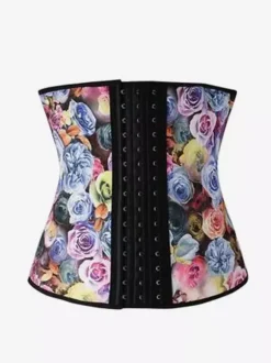 Corset sous-poitrine à imprimé floral léopard agrafe sur le devant gaine amincissante