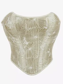 Corsets pour femmes dorées Corset chic à bandage dans le dos avec baleines
