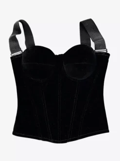 Corsets pour femmes en velours avec armatures en polyester noir et fermeture éclair pour rencontres lingerie chic