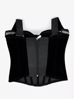 Corsets pour femmes en velours avec armatures en polyester noir et fermeture éclair pour rencontres lingerie chic